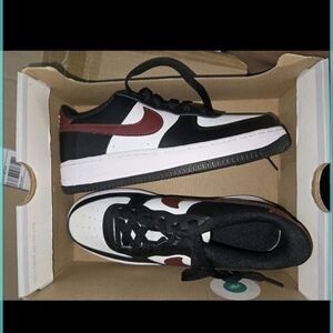 Rare Nike Air Force 1 Black, Red And White Authentic 5Y